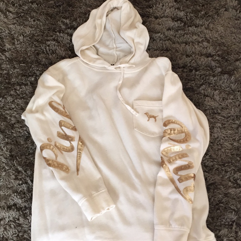 Pink hooded sequin sweatshirt